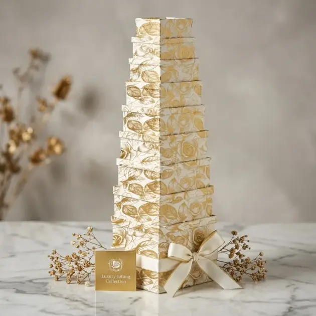 Gold Foil Rose Gift Box