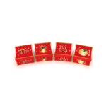 Christmas Gift Box Foil Hot Stamped Square, Four Designs assorted
