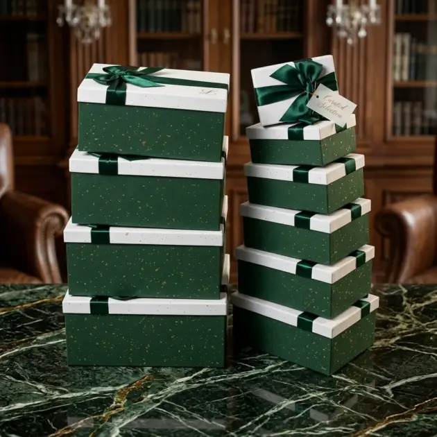 Gift Box with matching ribbon - Green