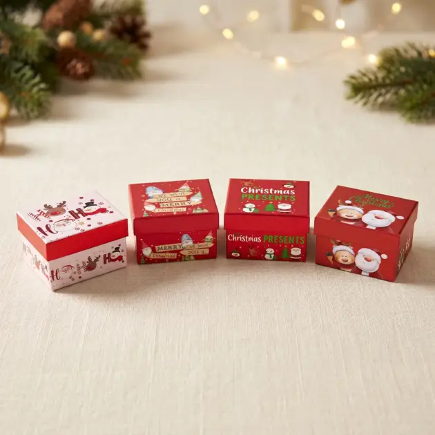 Christmas Gift Box Rectangle, Eight Designs assorted