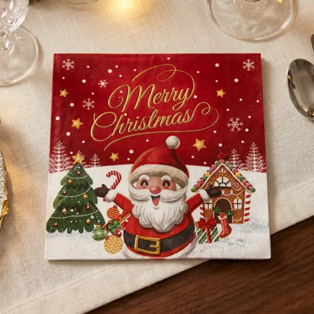 Merry Christmas Santa Hot Stamp | Napkins, Dessert & Dinner Plates