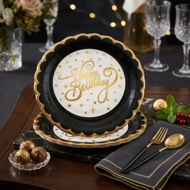 Hot Stamp Happy Birthday Curved Black Boarder