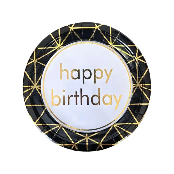 Hot Stamp Happy Birthday Black Border with Gold Lines