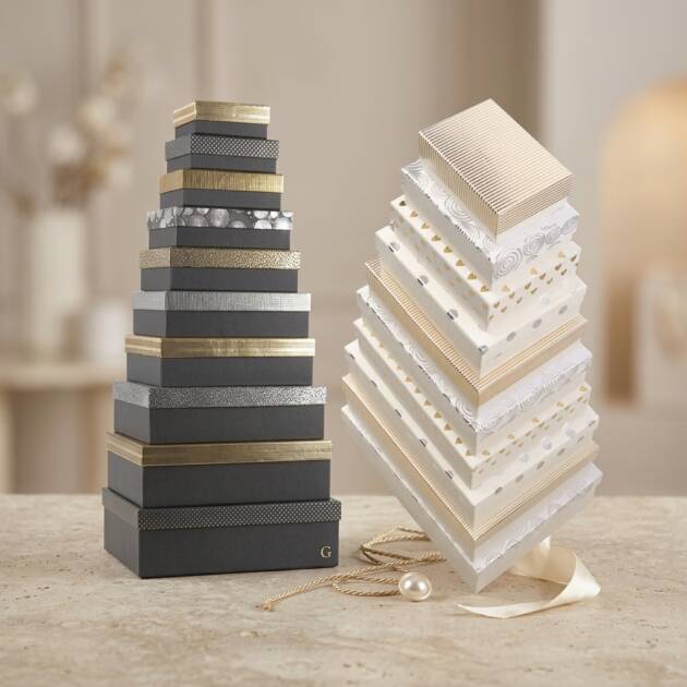 Gift Box Hot Stamped Set of 10 Multiple designs 2 colours