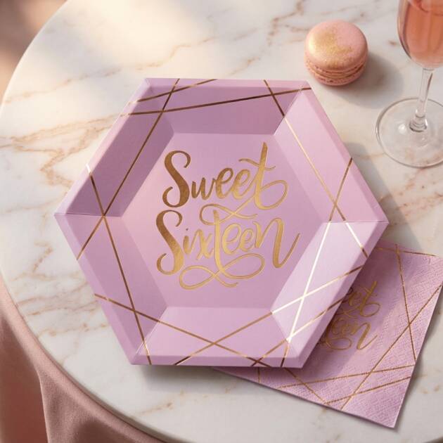 Rose Golden Sweet Sixteen Luxe Party Tableware Set