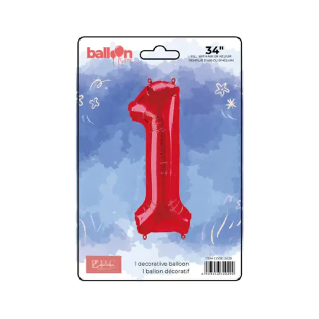 Digital Number Balloons in Bright Red