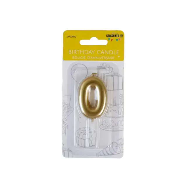Mini Numeral Metalic Candle - Gold