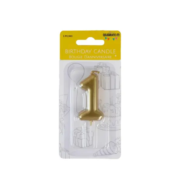 Mini Numeral Metalic Candle - Gold - Image 2