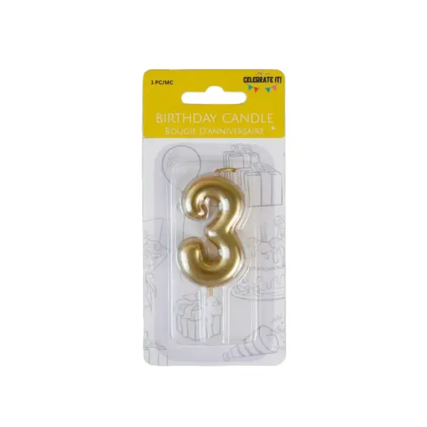 Mini Numeral Metalic Candle - Gold - Image 8