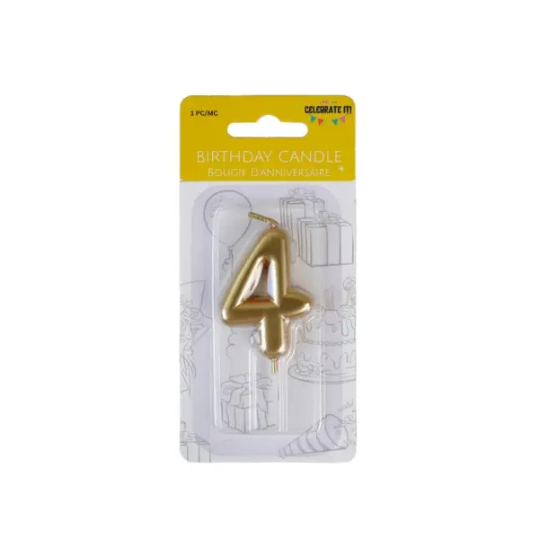 Mini Numeral Metalic Candle - Gold - Image 7