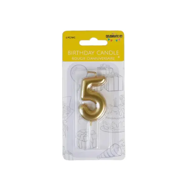 Mini Numeral Metalic Candle - Gold - Image 6