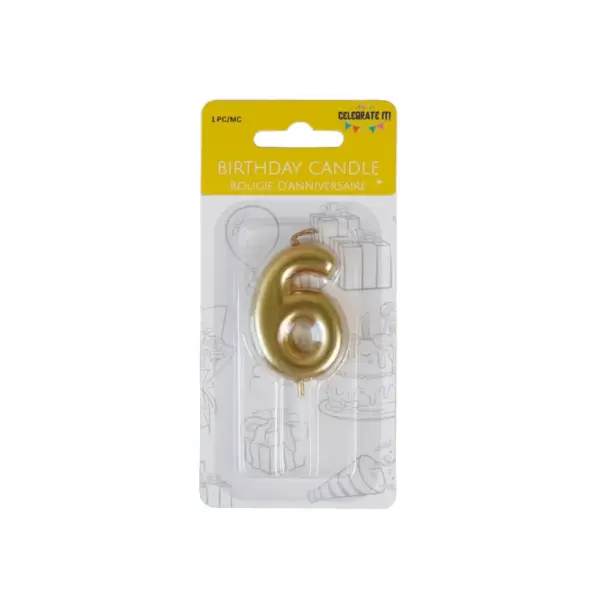 Mini Numeral Metalic Candle - Gold - Image 5