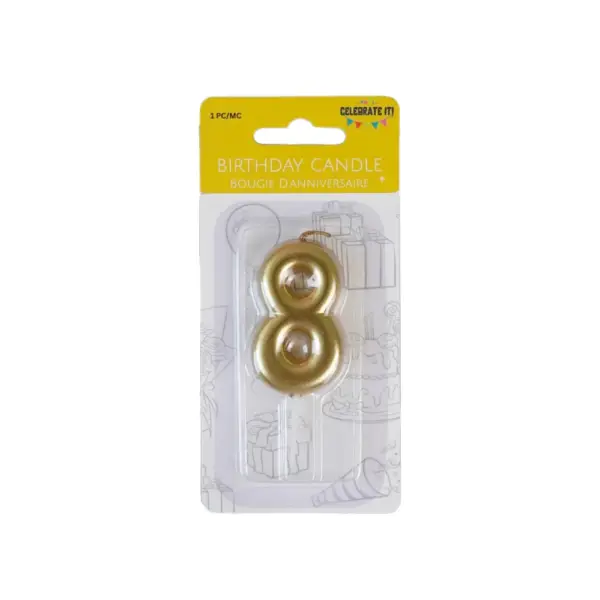Mini Numeral Metalic Candle - Gold - Image 3