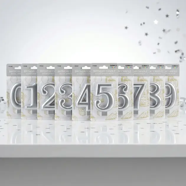 Numeral Metalic Candle - Silver
