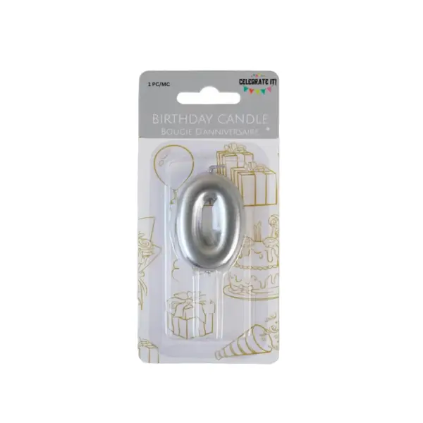 Mini Numeral Metalic Candle - Silver - Image 2