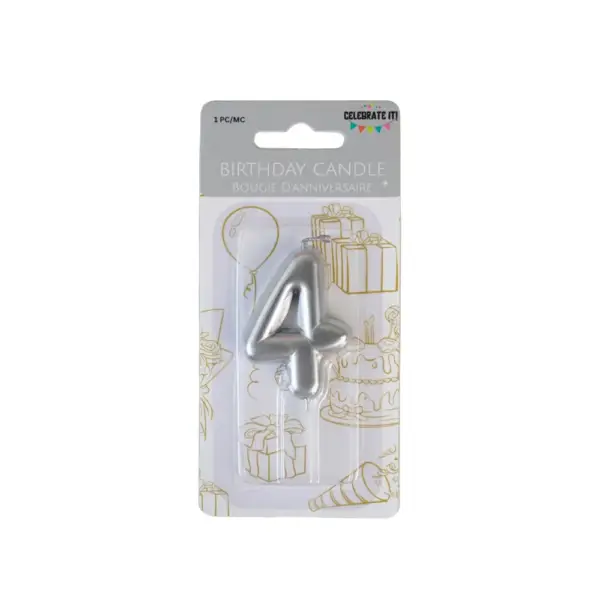 Mini Numeral Metalic Candle - Silver - Image 5