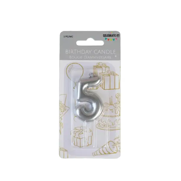 Mini Numeral Metalic Candle - Silver - Image 6