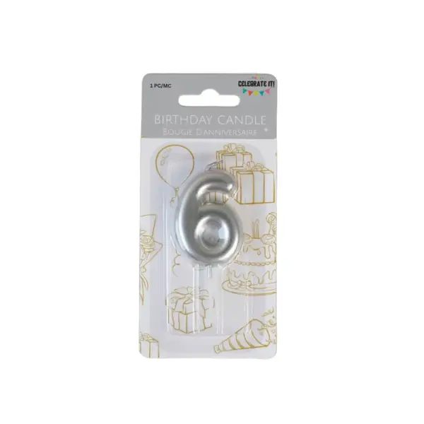 Mini Numeral Metalic Candle - Silver - Image 7