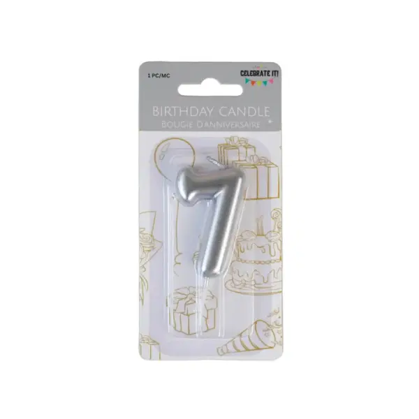 Mini Numeral Metalic Candle - Silver - Image 8