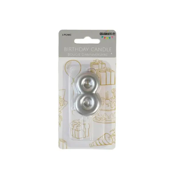 Mini Numeral Metalic Candle - Silver - Image 9