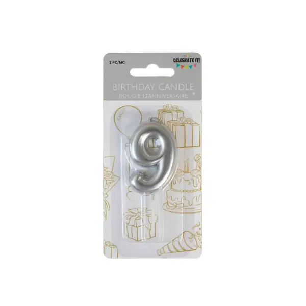 Mini Numeral Metalic Candle - Silver - Image 10