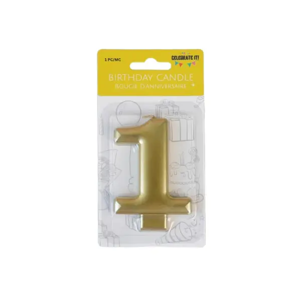 Numeral Metalic Candle - Gold - Image 3