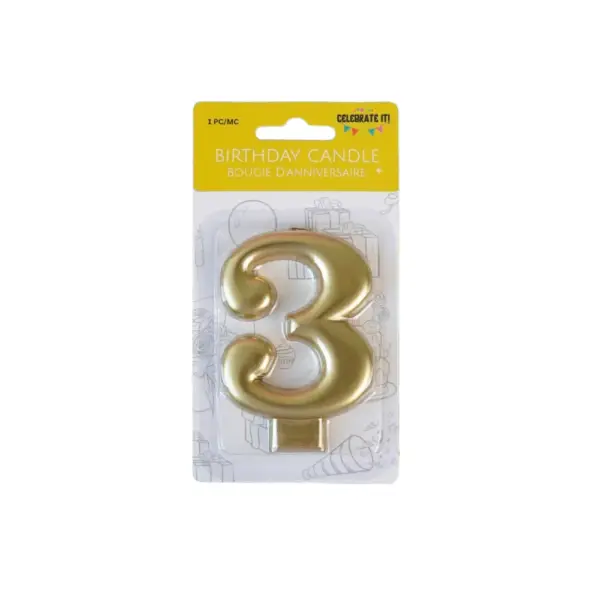 Numeral Metalic Candle - Gold - Image 4