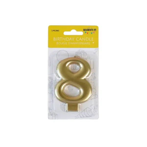 Numeral Metalic Candle - Gold - Image 9