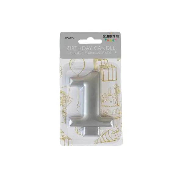 Numeral Metalic Candle - Silver - Image 3