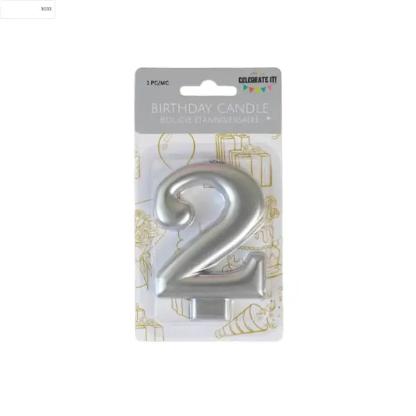 Numeral Metalic Candle - Silver - Image 4