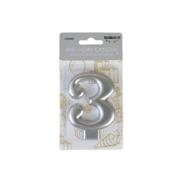 Numeral Metalic Candle - Silver