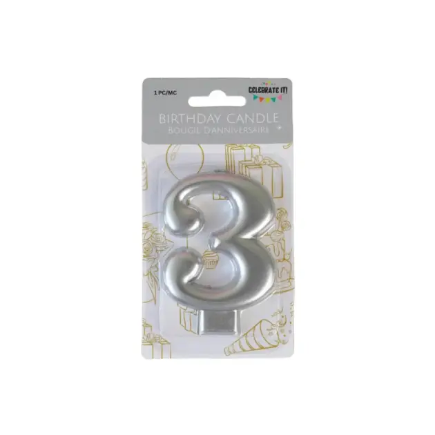 Numeral Metalic Candle - Silver