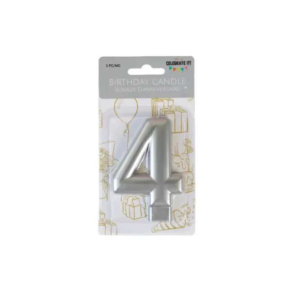 Numeral Metalic Candle - Silver - Image 5