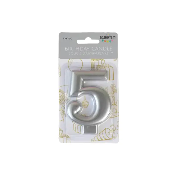 Numeral Metalic Candle - Silver - Image 6