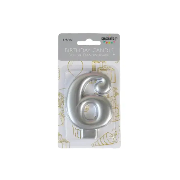 Numeral Metalic Candle - Silver - Image 7