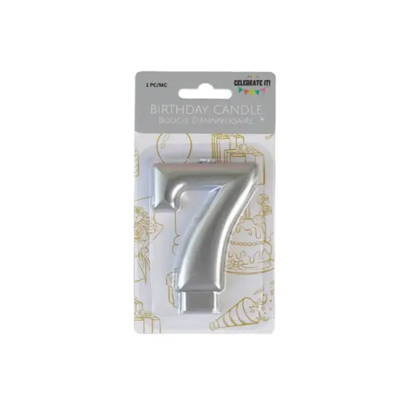 Numeral Metalic Candle - Silver - Image 8