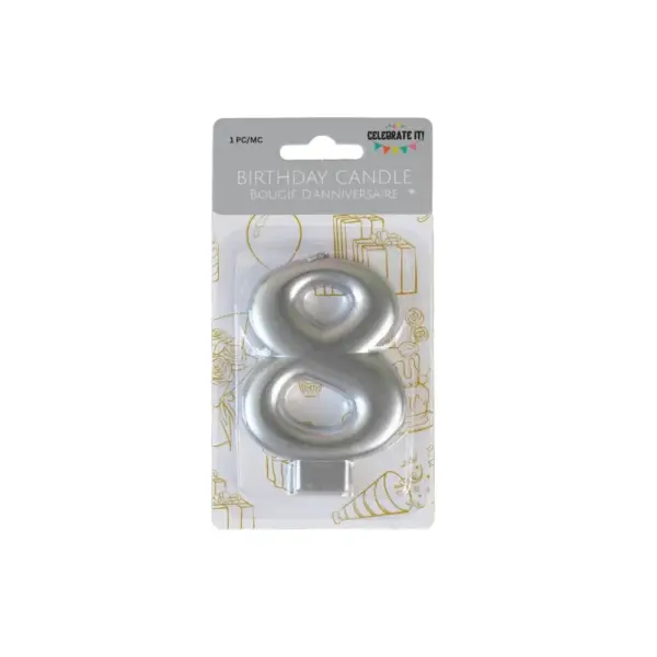Numeral Metalic Candle - Silver - Image 9
