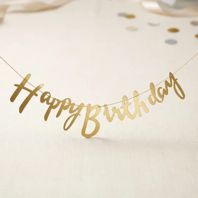 Banner Happy Birthday Gold running Script