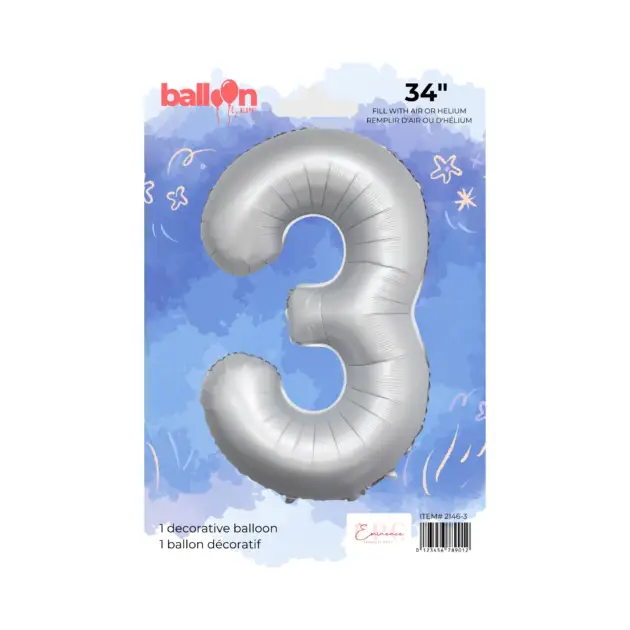 Foil Number Balloon - Chrome Silver
