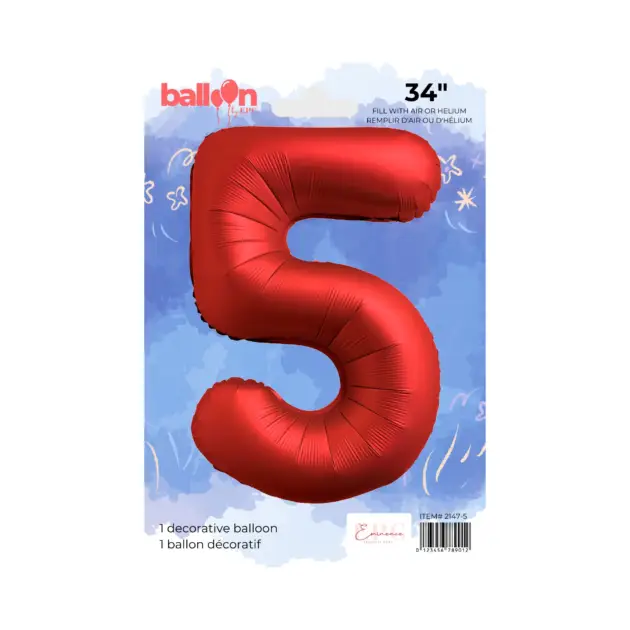 Foil Number Balloon - Chrome Red