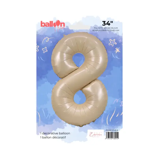 Foil Number Balloon - Caramel