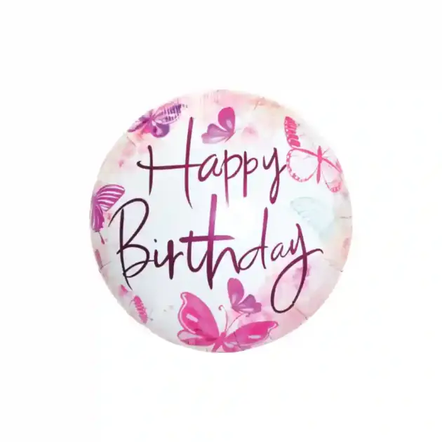Happy Birthday Pink Butterfly 18"  Standard