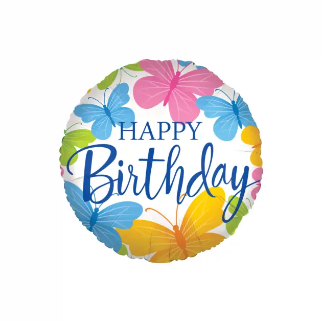 Happy Birthday Multicolour Butterfly 18" Standard