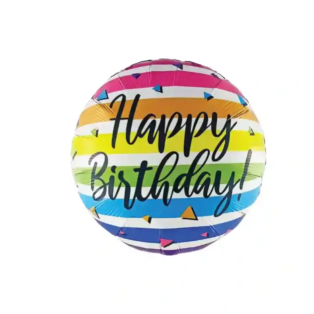 Happy Birthday Multicolour Stripe 18" Standard