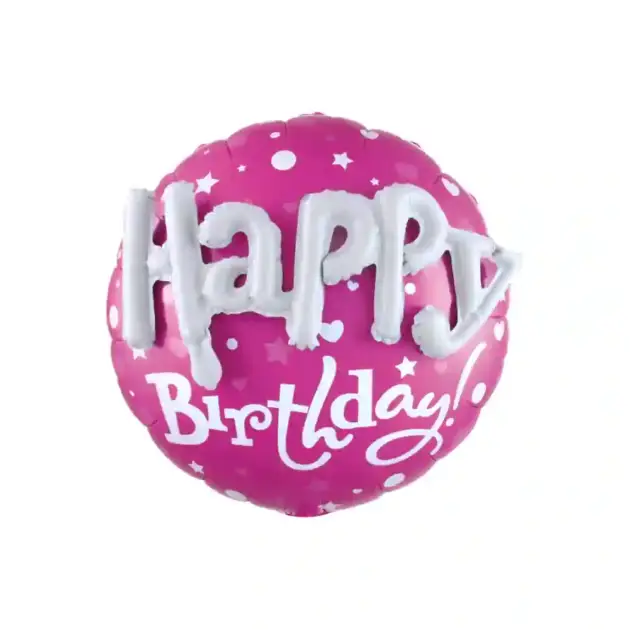 Happy Birthday Pink 3D Balloon 24"