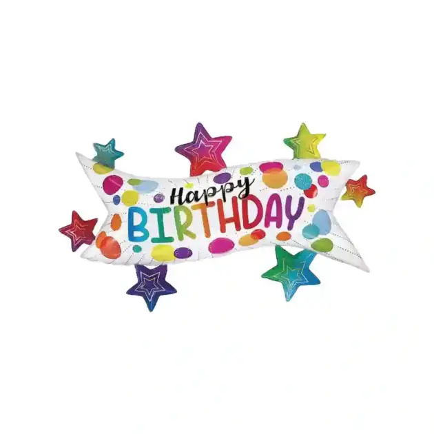 Happy Birthday Wave Multi Stars Super Shape