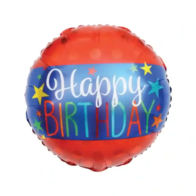 Happy Birthday Orange with Blue Stripe 18" Standard