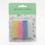 24 Birthday Spiral Candles Multi Colour