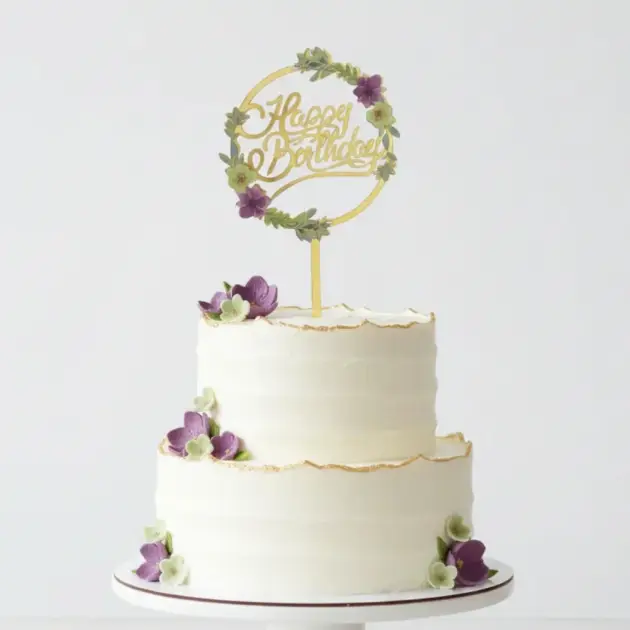 Cake Topper Gold Flowers