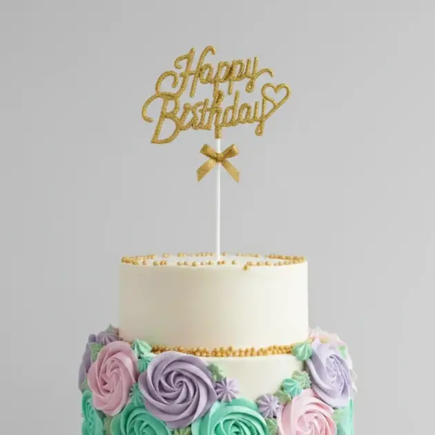 Cake Topper Gold 3D